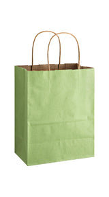 Sage shadow stripe matte shopping bag, 8 x 4-3/4 x 10-1/2"