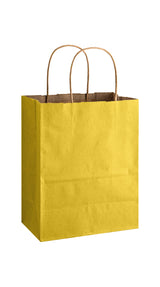 Yellow shadow stripe matte shopping bag, 8 x 4-3/4 x 10-1/2"
