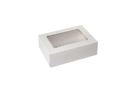White 4 Corner - Window Bakery Box - 8 x 5-3/4 x 2-1/2"