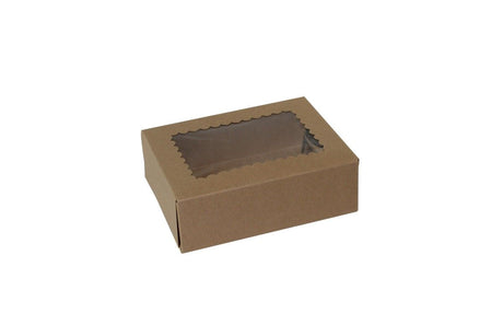 Kraft 4 Corner - Window Bakery Box - 8 x 5-3/4 x 2-1/2" - Case/200