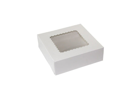 White 4 Corner - Window Bakery Box - 8 x 8 x 2-1/2" (Glued 4 Corner Beers)