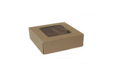 Kraft 4 Corner - Window Bakery Box - 8 x 8 x 2-1/2" (Glued 4 Corner Beers) - Case/250