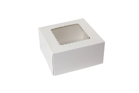 White 4 Corner (Front Load) - Window Bakery Box - 8 x 8 x 4" (Front Load)
