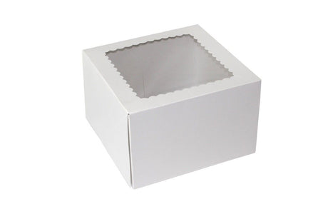 White 4 Corner - Window Bakery Box - 8 x 8 x 5"