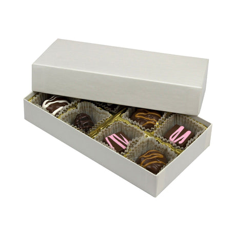 White Krome - Rigid Candy Box - Lid & Base - (1/4 lb) 6-1/2 x 3-1/2 x 1-1/8"