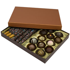 Caramel Lid / Dark Chocolate Base - Rigid Candy Box - Lid & Base - (1 lb) 10-1/2 x 8-1/8 x 1-1/8"