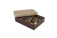 Elegant Gold Lid / Chocolate Base - Rigid Candy Box - Lid & Base - (2 lb) 10-1/2 x 8-1/8 x 2-3/16"