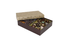 Elegant Gold Lid / Chocolate Base - Rigid Candy Box - Lid & Base - (2 lb) 10-1/2 x 8-1/8 x 2-3/16"