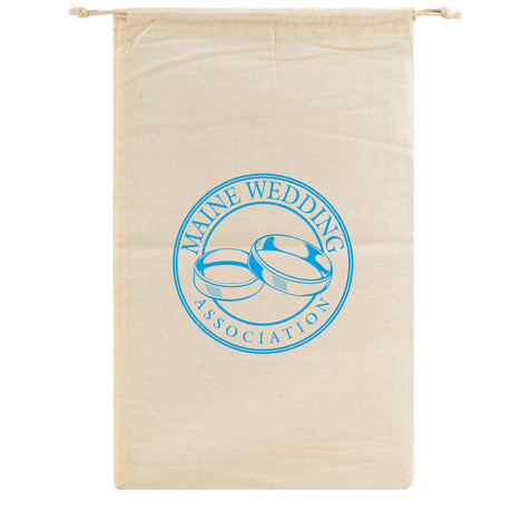 Natural Cotton Drawstring Pouches - 10 x 16"