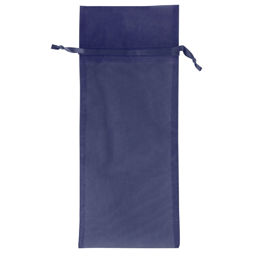 Navy - Flat Organza Wine Bag - 6 x 14"