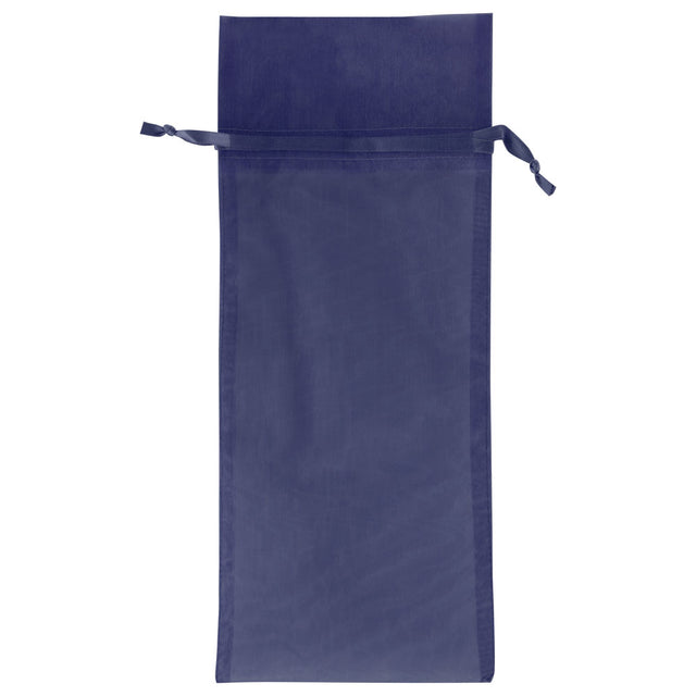 Navy - Flat Organza Wine Bag - 6 x 14"