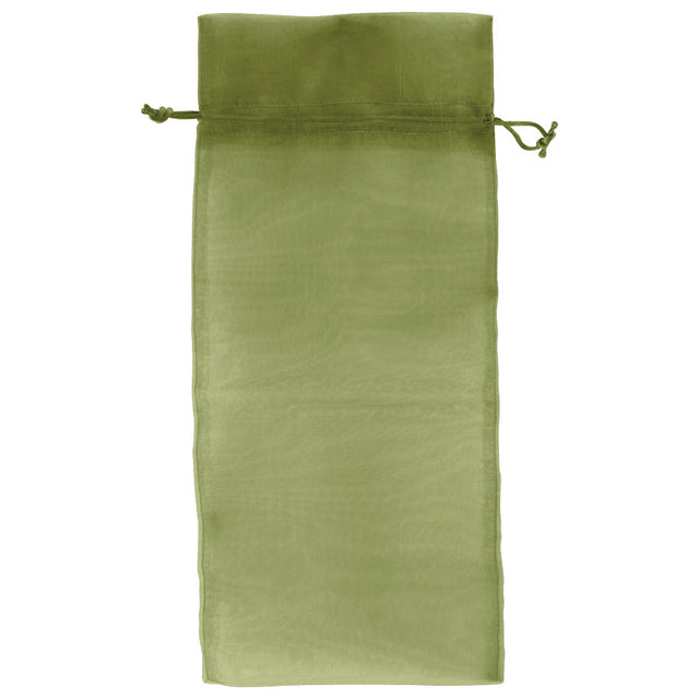 Olive - Flat Organza Wine Bag - 6 x 14"
