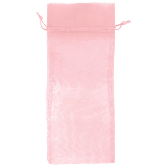 Pink - Flat Organza Wine Bag - 6 x 14"