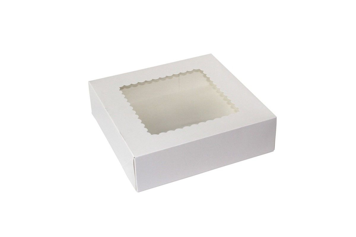 White 4 Corner - Window Bakery Box - 9 x 9 x 2-1/2"