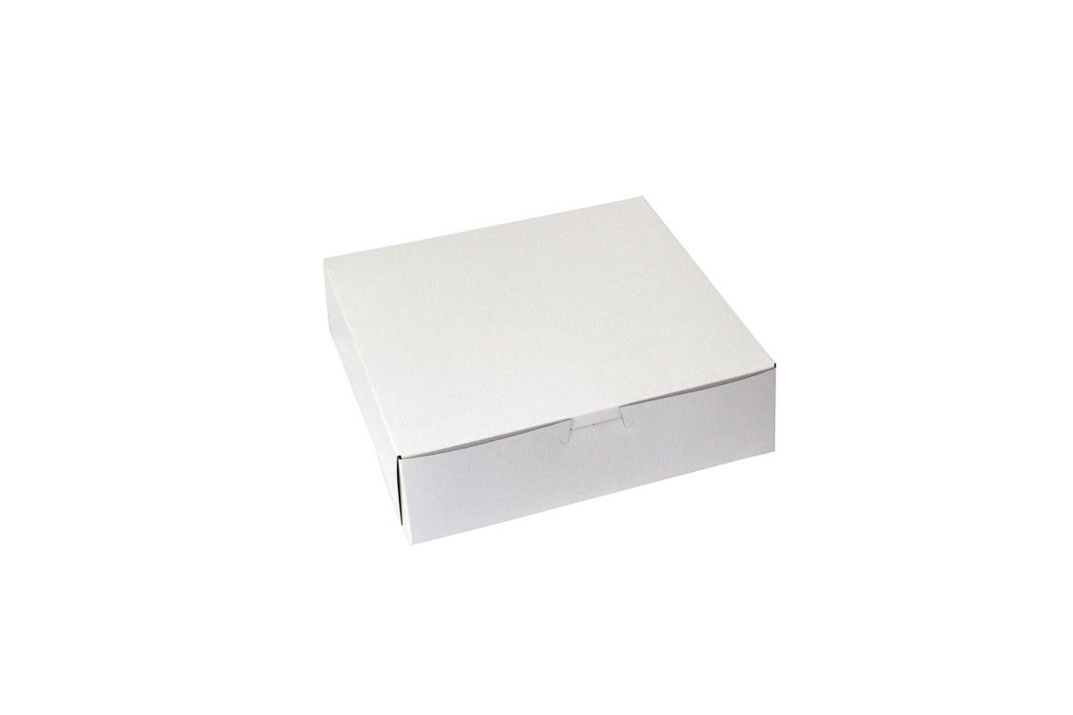 White - 1 Pc. Cake Box - 9 x 9 x 2-1/2"