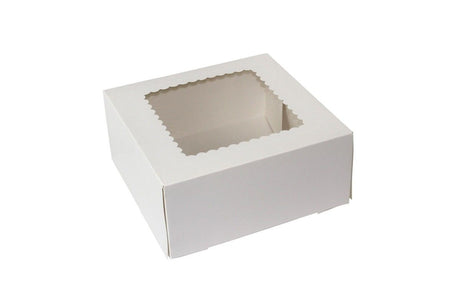 White 4 Corner (Front Load) - Window Bakery Box - 9 x 9 x 4" (Front Load)