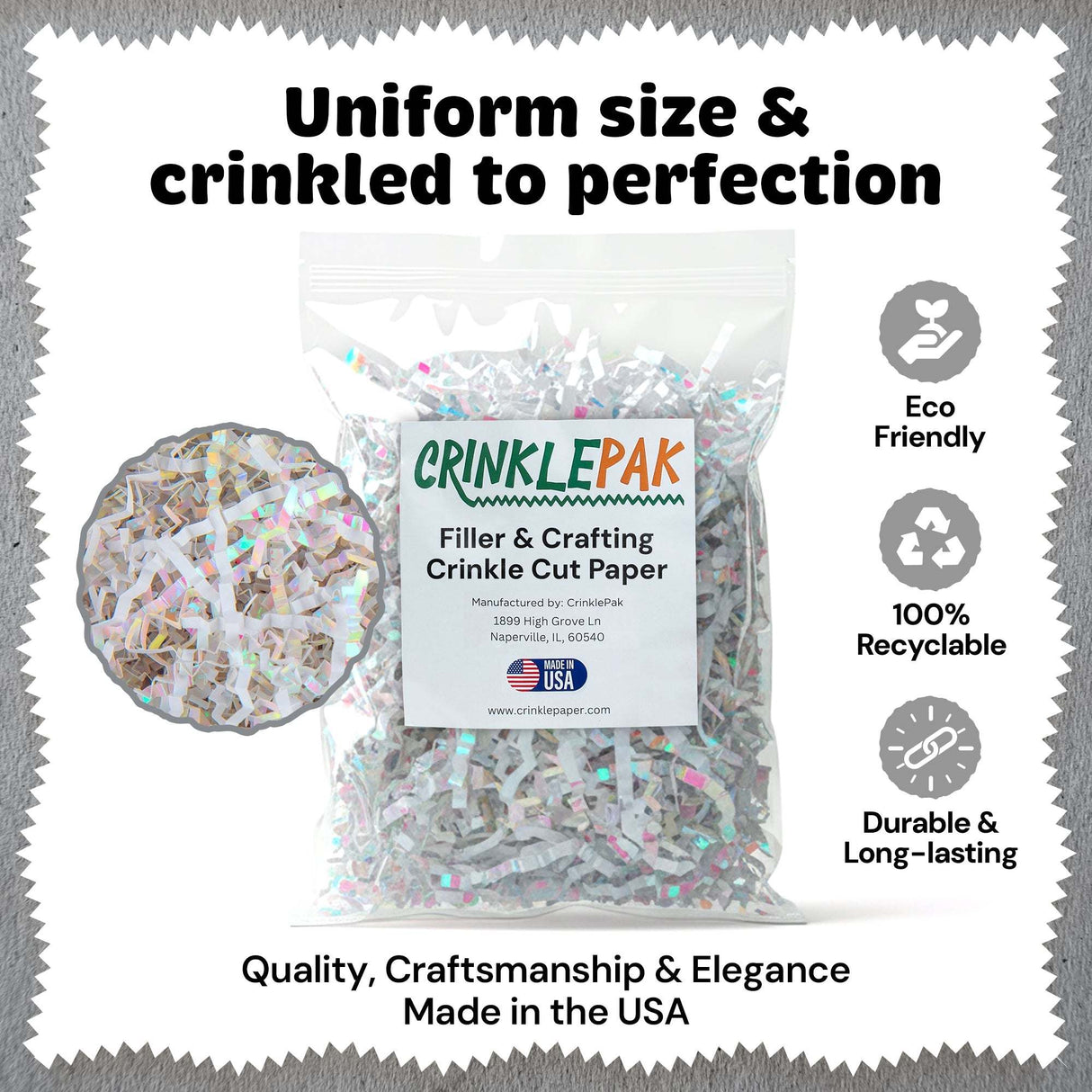 10lb White Iridescent Crinkle Paper