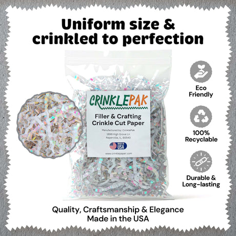 10lb White Iridescent Crinkle Paper