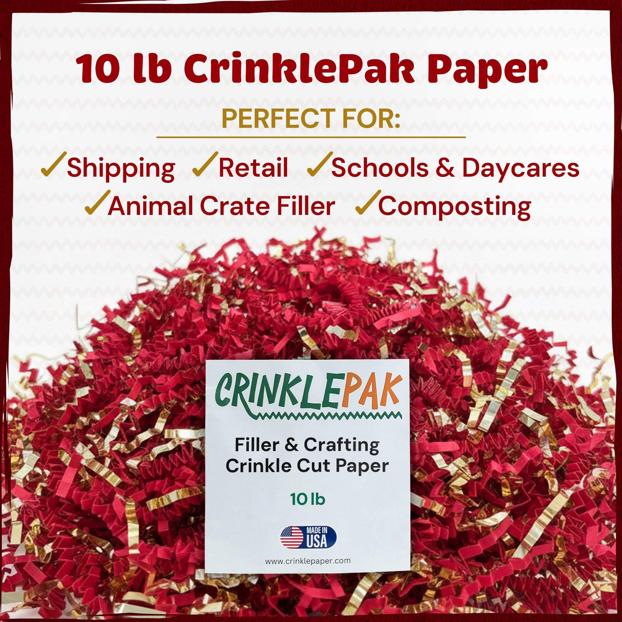 10lb Red Gold Metallic Crinkle Paper