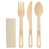 World Centric 6.7" Bamboo Cutlery Set (Fork/Knife/Spoon/Napkin) (QTY:250)