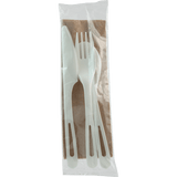 World Centric TPLA Cutlery Kit (Fork, Knife, Spoon, Napkin), 6 in (QTY 250), SKU AS-PS-TN