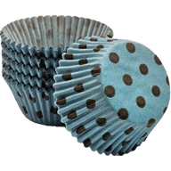 Hot Dots - Aqua W/Brown Dots - Baking Cup - 2" (Dia) x 1-1/4" (H)