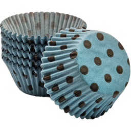 Hot Dots - Aqua W/Brown Dots - Baking Cup - 2" (Dia) x 1-1/4" (H)