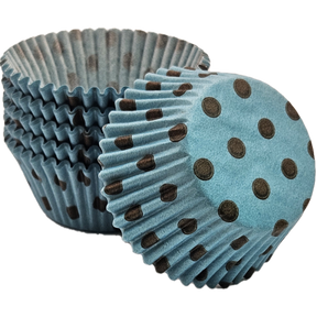 Hot Dots - Aqua W/Brown Dots - Baking Cup - 2" (Dia) x 1-1/4" (H)