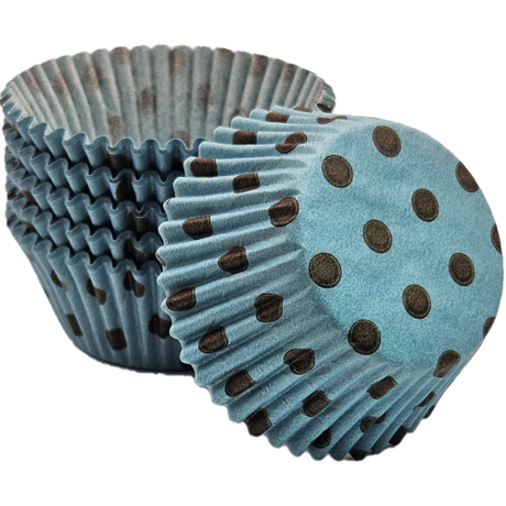 Hot Dots - Aqua W/Brown Dots - Baking Cup - 2" (Dia) x 1-1/4" (H)
