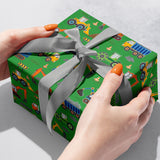 Construction Trucks Green Gift Wrap - B239.1b.jpg