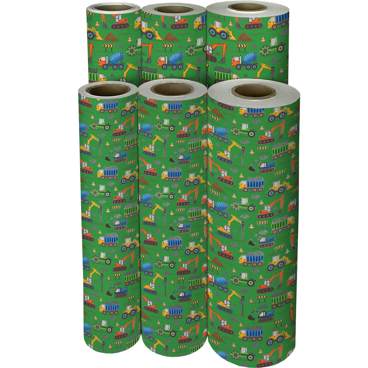 Construction Trucks Green Gift Wrap - B239.1f.jpg