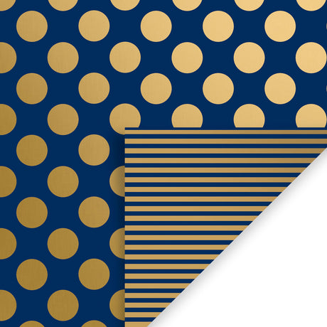 Navy Gold Dot & Stripe Gift Wrap - B2615D.1a.jpg