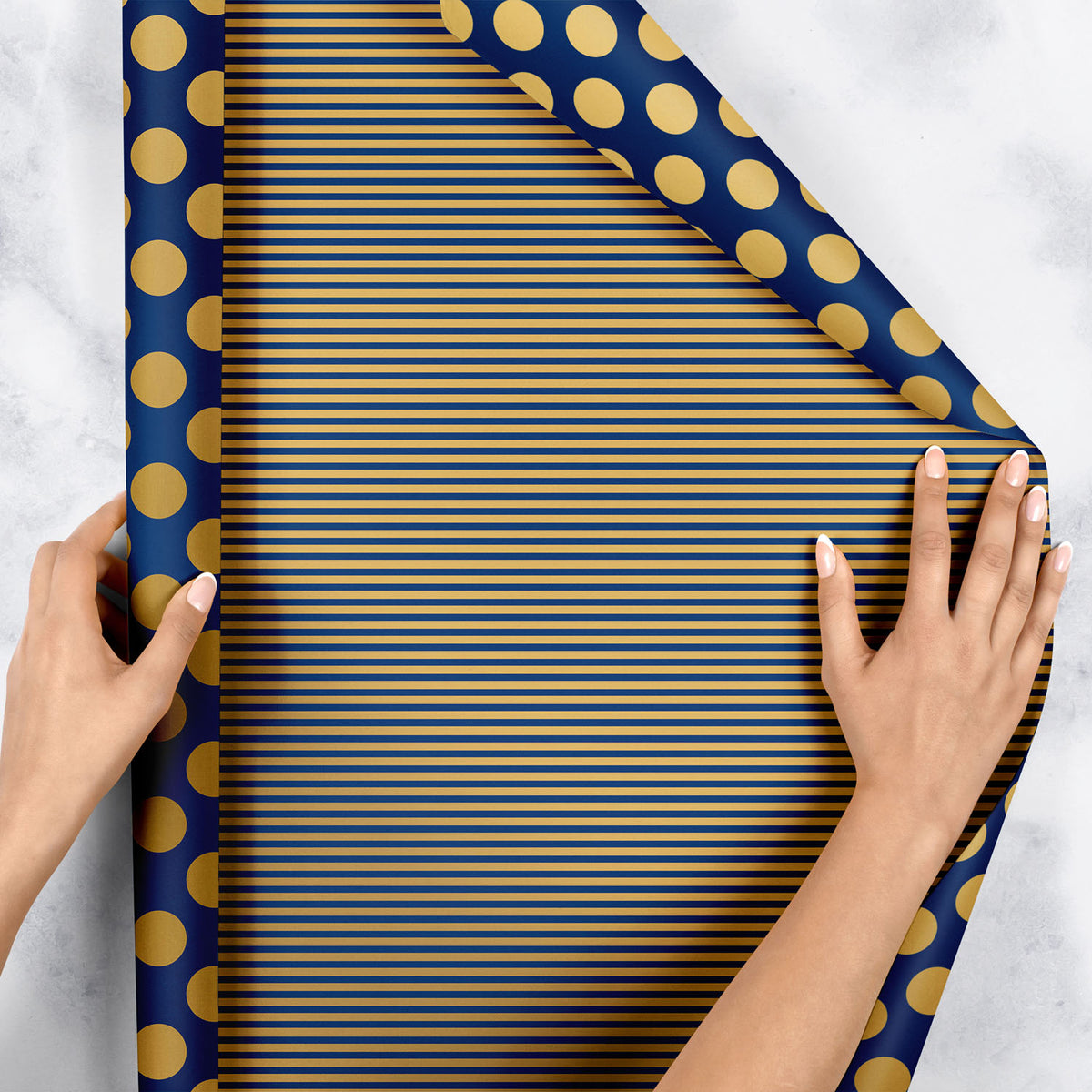 Navy Gold Dot & Stripe Gift Wrap - B2615D.1e.jpg