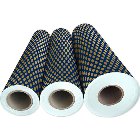 Navy Gold Dot & Stripe Gift Wrap - B2615D.1g.jpg