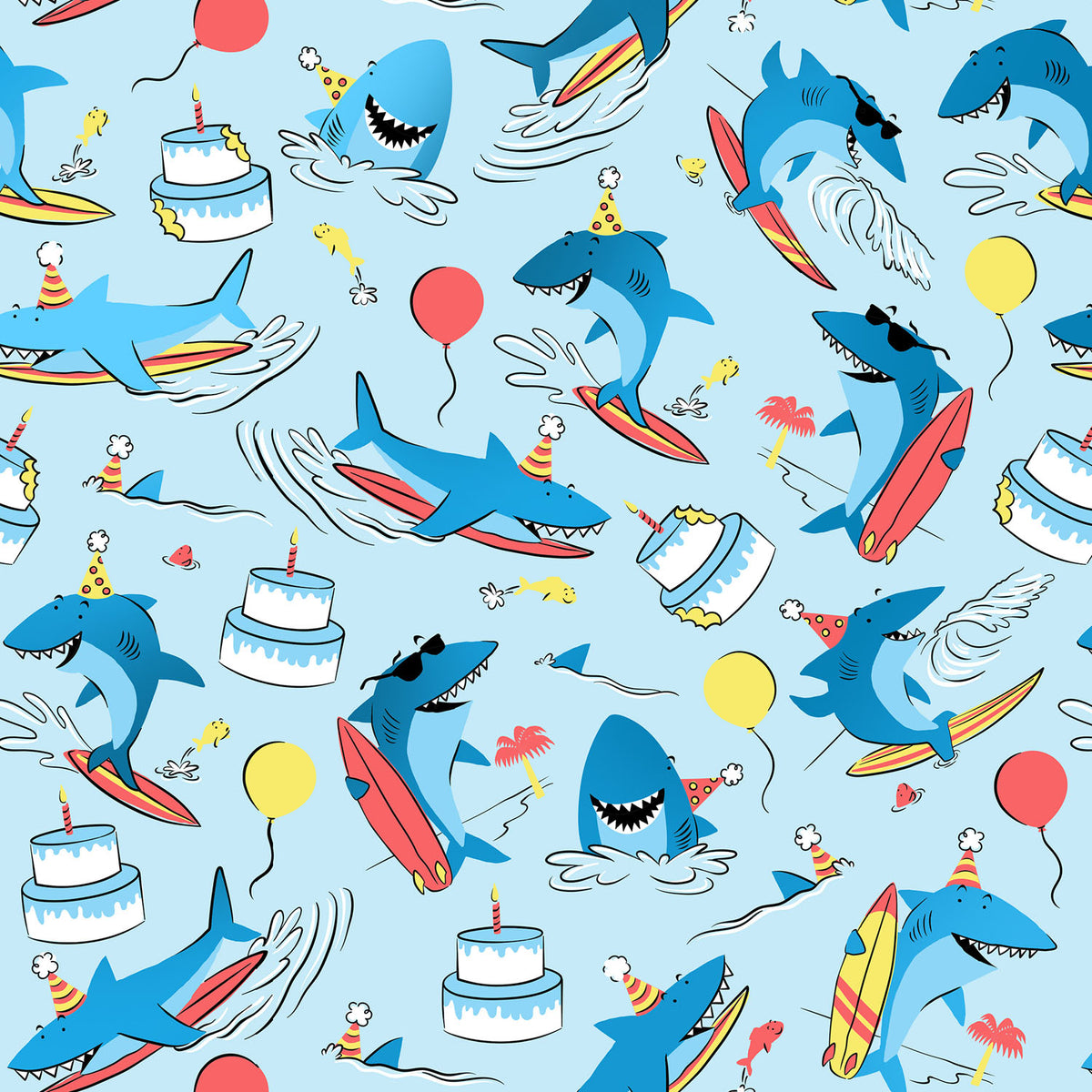 Surfing Sharks Gift Wrap - B448.1a.jpg