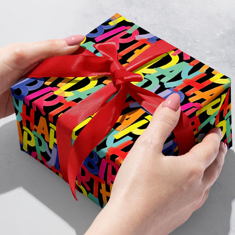 Rainbow Birthday Black Gift Wrap - B457.1b.jpg