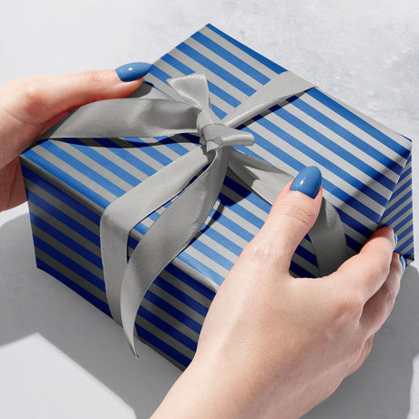 Blue Silver Stripe Gift Wrap - B513.1b.jpg