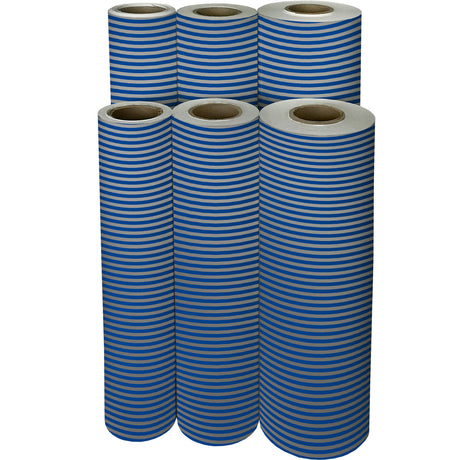 Blue Silver Stripe Gift Wrap - B513.1f.jpg