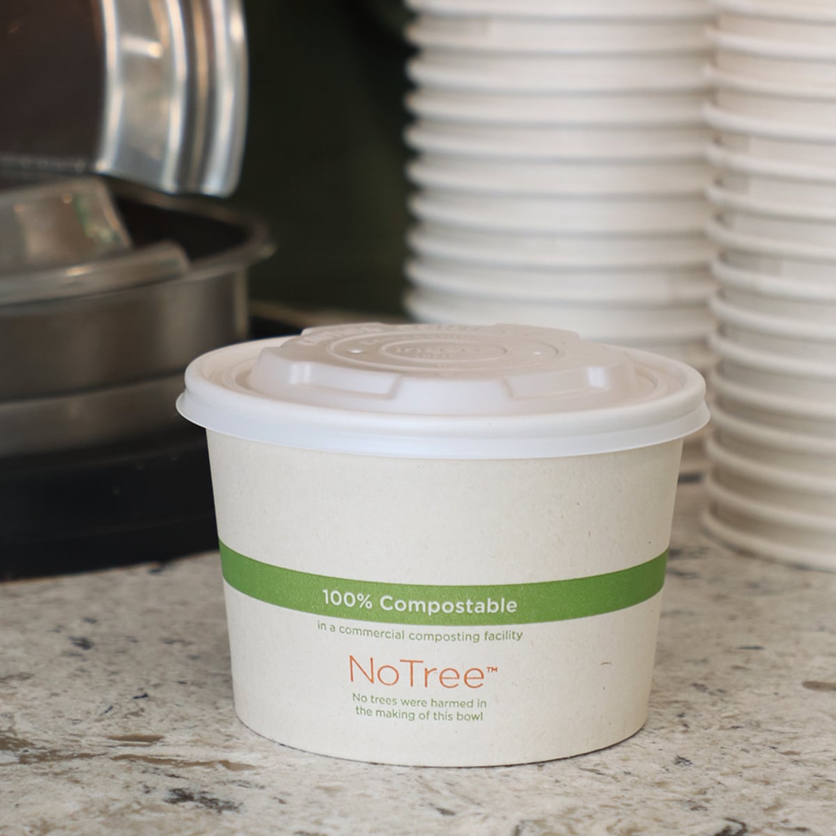 World Centric PLA Lid for 12–32oz Paper Bowls Compostable White (QTY 1000), SKU BOL-CS-12