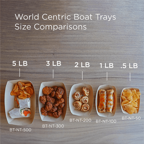 World Centric Compostable NoTree Boat Tray, 3lb, Natural (QTY 500), SKU BT-NT-300