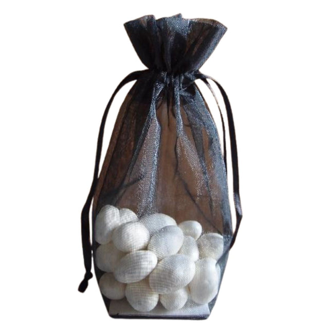 Black - Cardboard Bottom Organza Bag - 4-1/2 x 6"