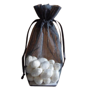 Black - Cardboard Bottom Organza Bag - 4 x 2 x 6"