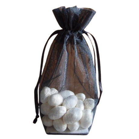 Black - Cardboard Bottom Organza Bag - 4 x 2 x 6"