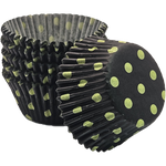 Hot Dots - Black W/Lime Green Dots - Baking Cup - 2" (Dia) x 1-1/4" (H)