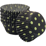 Hot Dots - Black W/Lime Green Dots - Baking Cup - 2" (Dia) x 1-1/4" (H)
