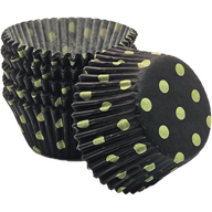 Hot Dots - Black W/Lime Green Dots - Baking Cup - 2" (Dia) x 1-1/4" (H)