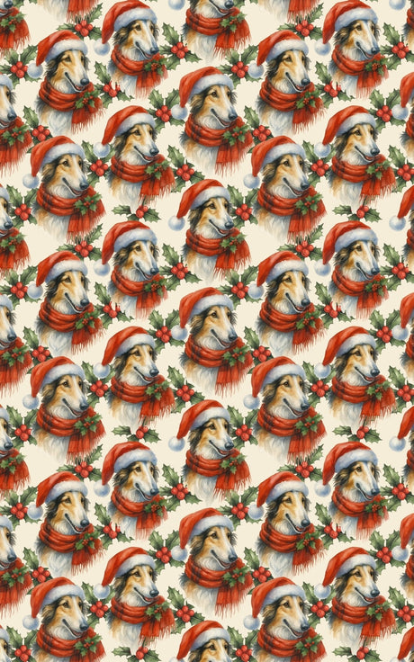 Holly Crowned Elegance - Borzoi Wrapping Paper