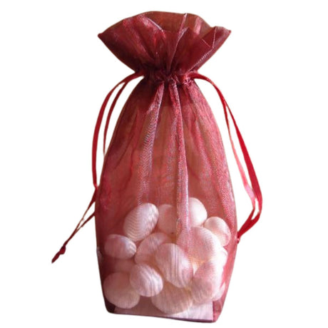 Burgundy - Cardboard Bottom Organza Bag - 4 x 2 x 6"