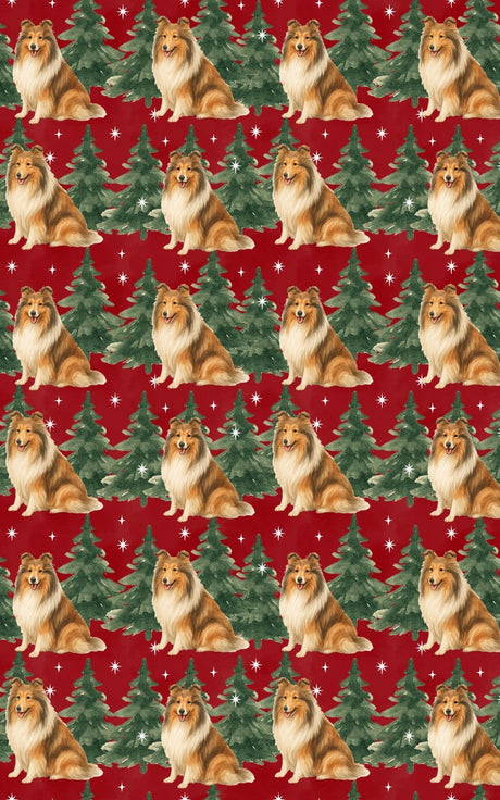 Collie in Winter Pines
