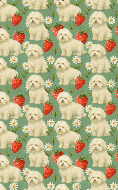 Fluffy Elegance - Fluffy Dogs & Flowers Wrapping Paper